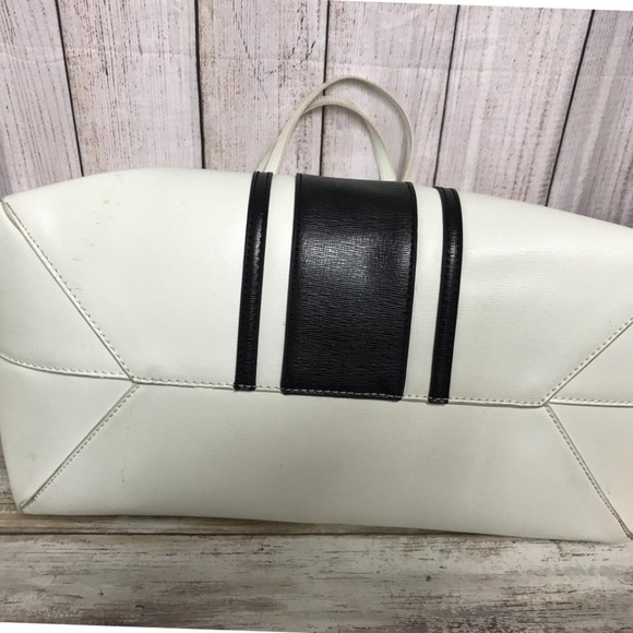 MAISON DU SAC PARIS BLACK TRIM WHITE TOTE BAG - Picture 5 of 8
